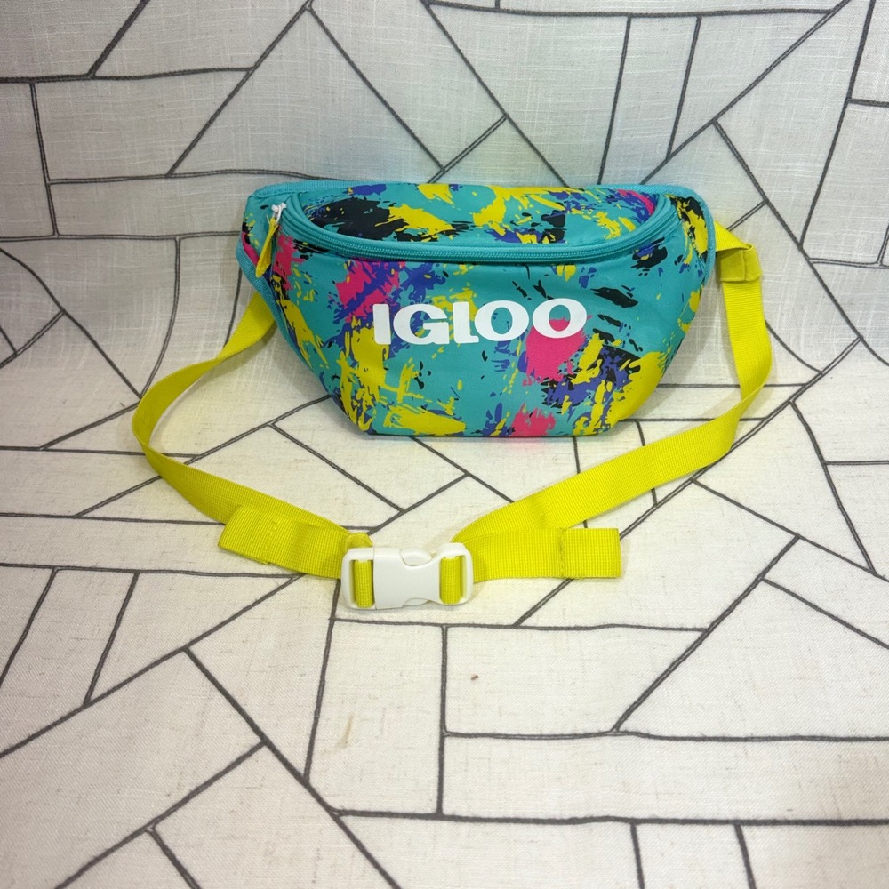 Igloo Insulated‎ Fanny Pack OS Teal Retro Splash 90s Style Cooler Bag 00162514